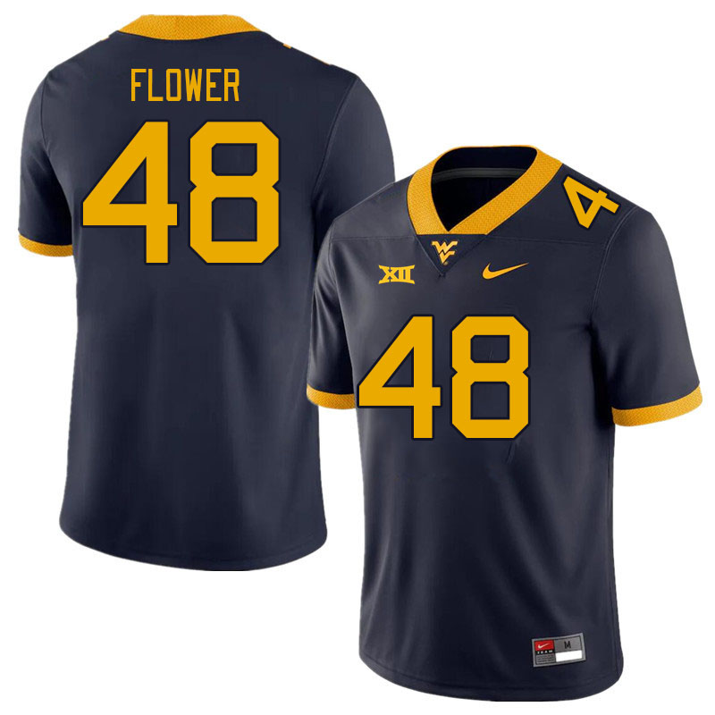 Men #48 Nate Flower West Virginia Mountaineers College Football Jerseys Stitched Sale-Navy